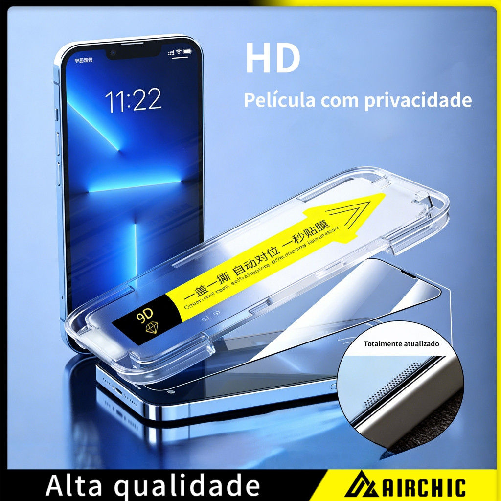 Película de Vidro HD com Aplicador para iPhone 14 Pro, 15 OU 16 – Glass