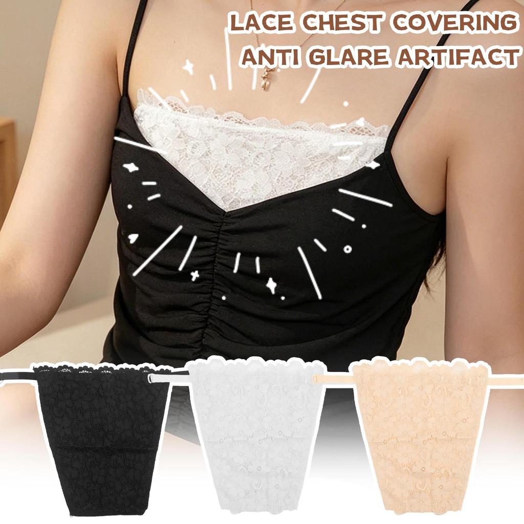 Capa De Peito Anti-Exposição De Renda Elegante De Uma Peça-Almofada Modesta De Decote Invisível Leve Para Vestido De Cam