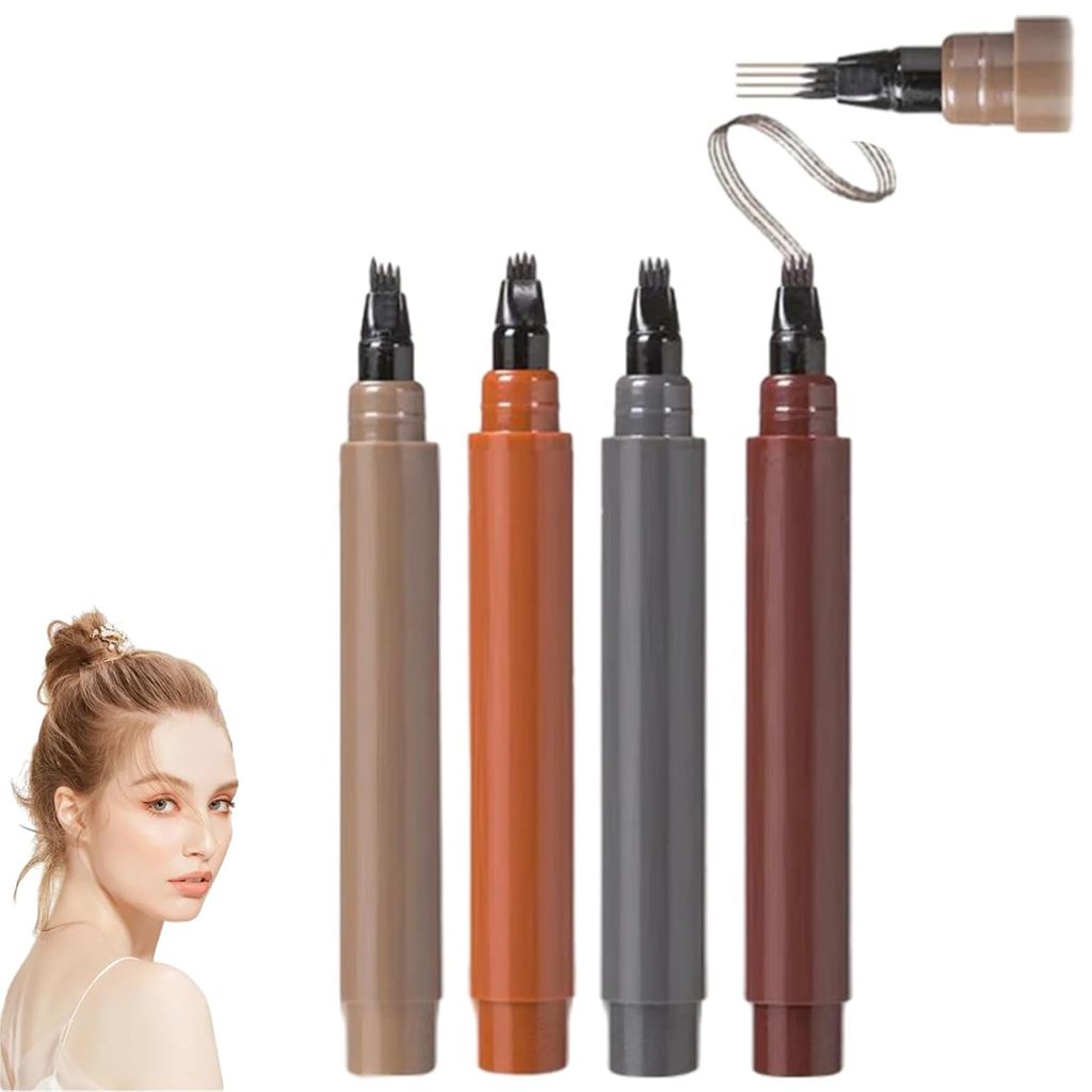 Caneta à prova d'água para barba e sobrancelha com quatro pontas, Caneta à prova d'água para sobrancelha e barba – 4 pon