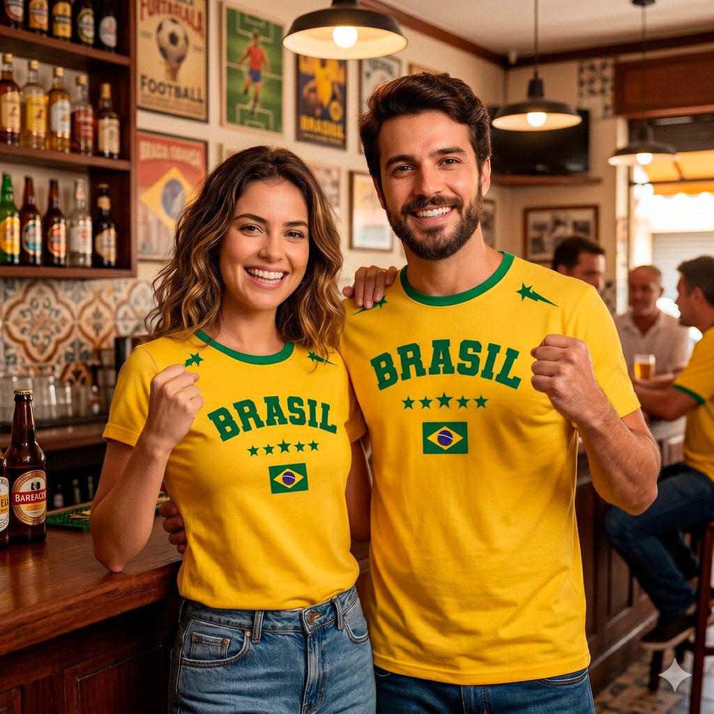 Camiseta Seleção Brasileira Copa 2026 Masculina Feminina 100% Algodão Premium