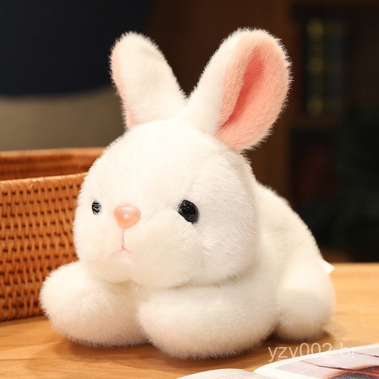 Coelho de Pelúcia 25cm, Brinquedo de Páscoa, Coelhinho Fofo Deitado com Ovo, Coelho de Pelúcia com Cenoura, Decoração Ac