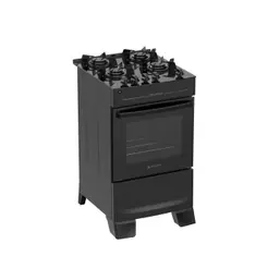 Fogão de Piso 4 Bocas Gás Atlas Mônaco Top Glass Mesa Vidro Temperado Automático Preto Bivolt