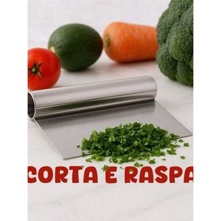 Cortador e Raspador Multiuso Espátula Inox Tubular 15cm x 22cm Prática Multiuso para Massas, Bolos e Legumes, Chapa inox