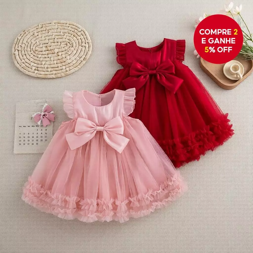 Vestido de Chiffon para Menina com Laço Fofo – Cor Lisa, Estilo Princesa de Verão para Festa e Viagem Diária (9 Meses-4 — imagem 1