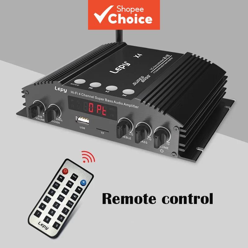 Amplificador de Potência 4 Canais 4x60W, entrada Óptica/Coaxial, Bluetooth 5.0, Áudio HiFi, Subwoofer Duplo, Pro