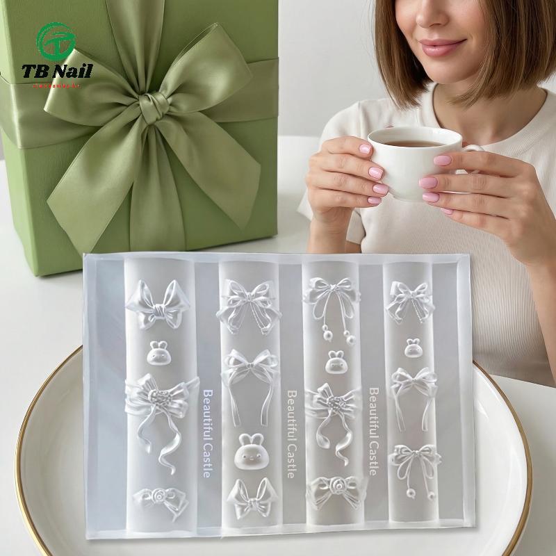 TB-Nail Art Molde De Silicone Transparente 3D Coelho Arco Placa Flexível Para DIY Acrílico Salão Manicure Decoração .