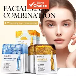 Máscara de Ampola de Ouro 24K/Ácido Hialurônico/Vitamina C para Clareamento, Hidratante e Clareamento da Pele 25g