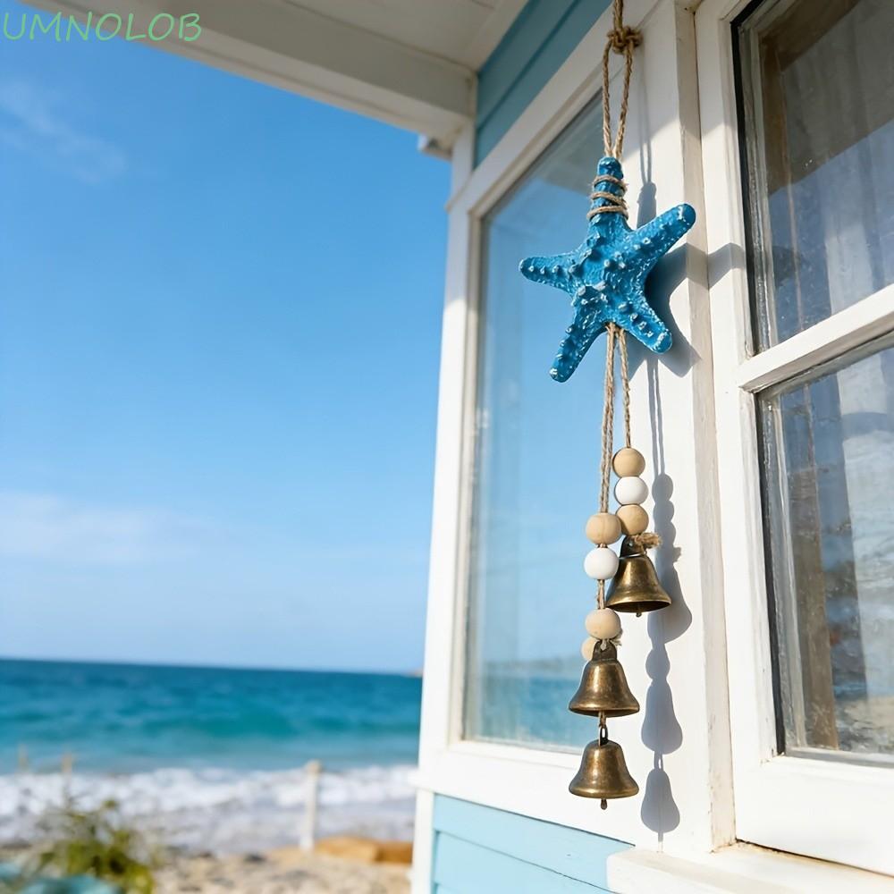 Decoração De Praia UMNOLOB , Miçangas Estilo Costeiro Estrela Do Mar Carrilhão De Vento , Ornamento De Suspensão Com Tem