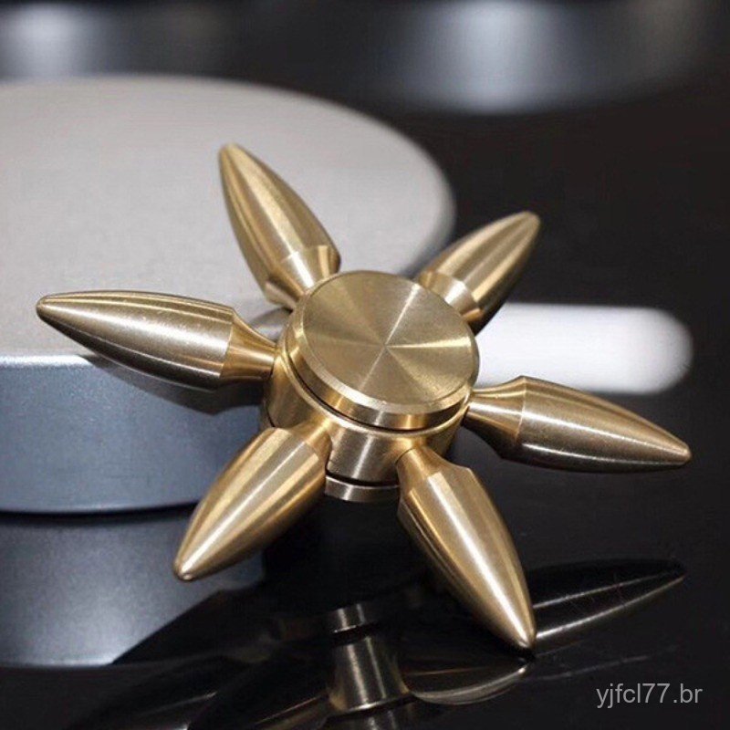 Exquisito brinquedo de dedo com engrenagem de manivela manual, totalmente em cobre, spinner de liga metálica EDC com cor