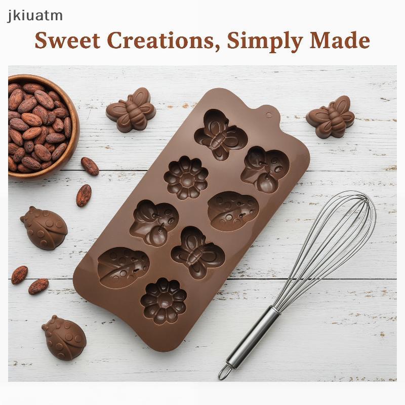 [jkiuatm] Molde De Silicone Para Chocolate , Formas Fofas De Flores De Insetos , Produto Comestível Não Sti Assar Em Cas