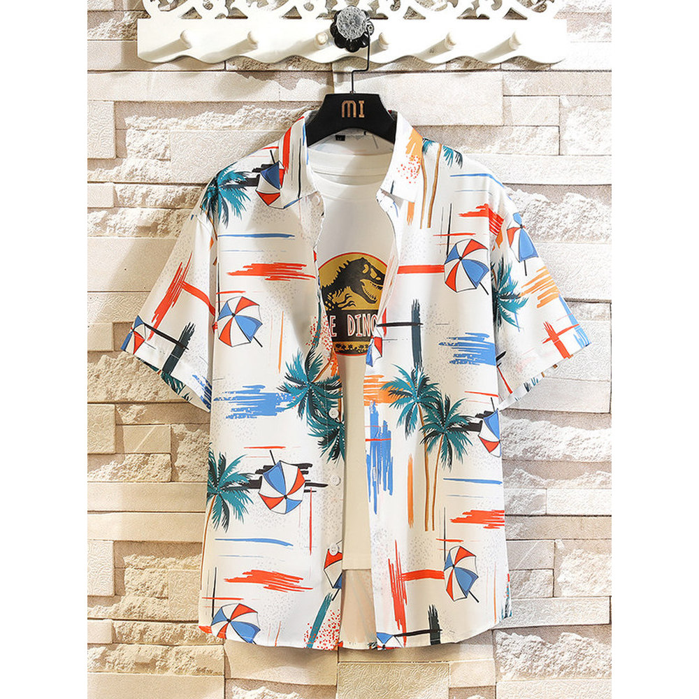 Camisa masculina estampada de manga curta estilo havaiano verão fina praia férias camisa Plus Size Top masculino