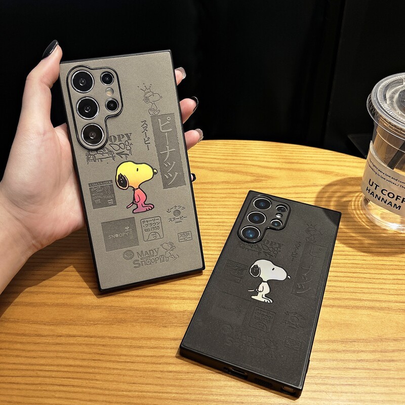 Japão E Coreia Do Sul Casal laser Snoopy Aplicável Samsung Galaxy S25Ultra Capa Para Celular anti-Queda Animação De Borr