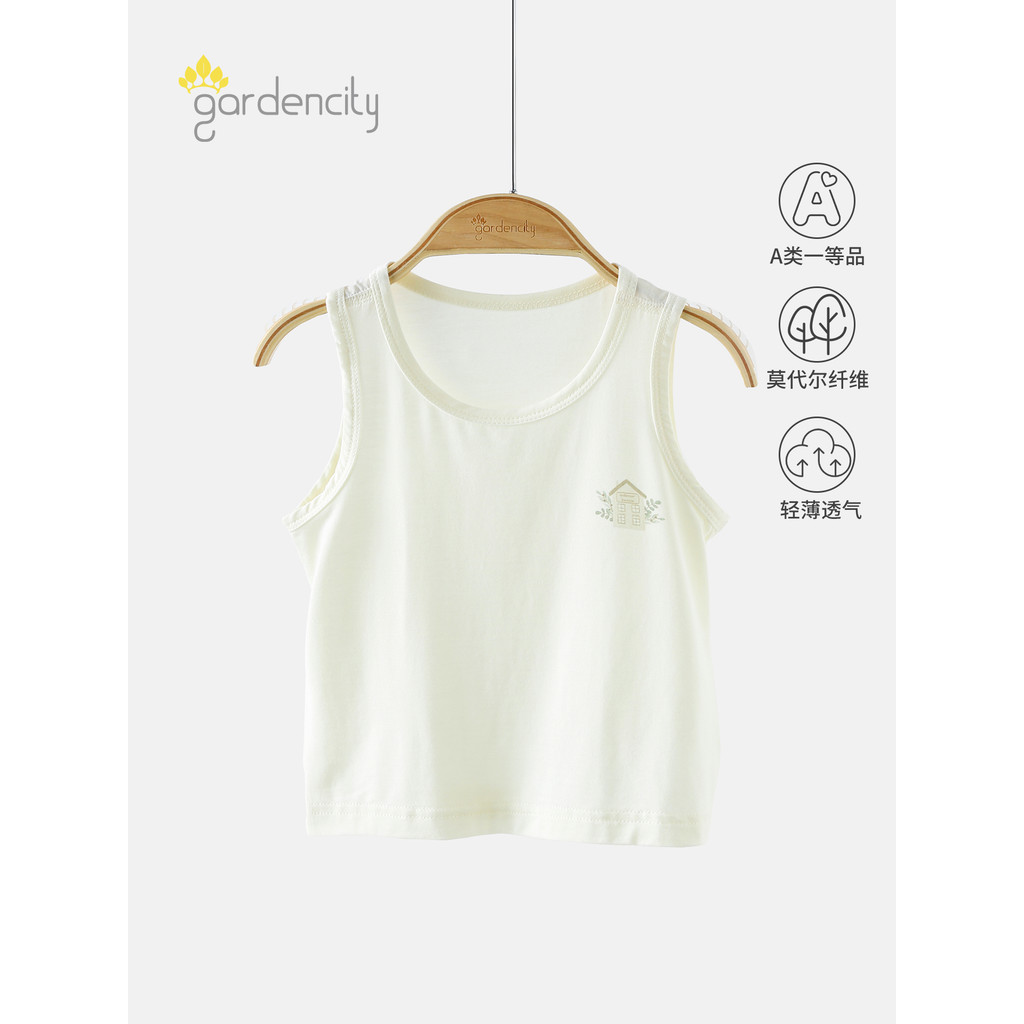 Colete de bebê ombro largo Modal verão leve respirável dos desenhos animados masculino feminino bebê sem mangas camiseta