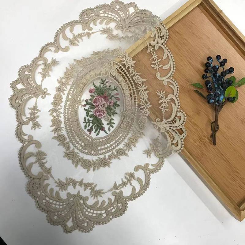 sihaimern Capa De Mesa De Jantar Bordada , Elegante , Redonda , Renda , Toalha , Café , Guardanapo , Festa , Casamento ,
