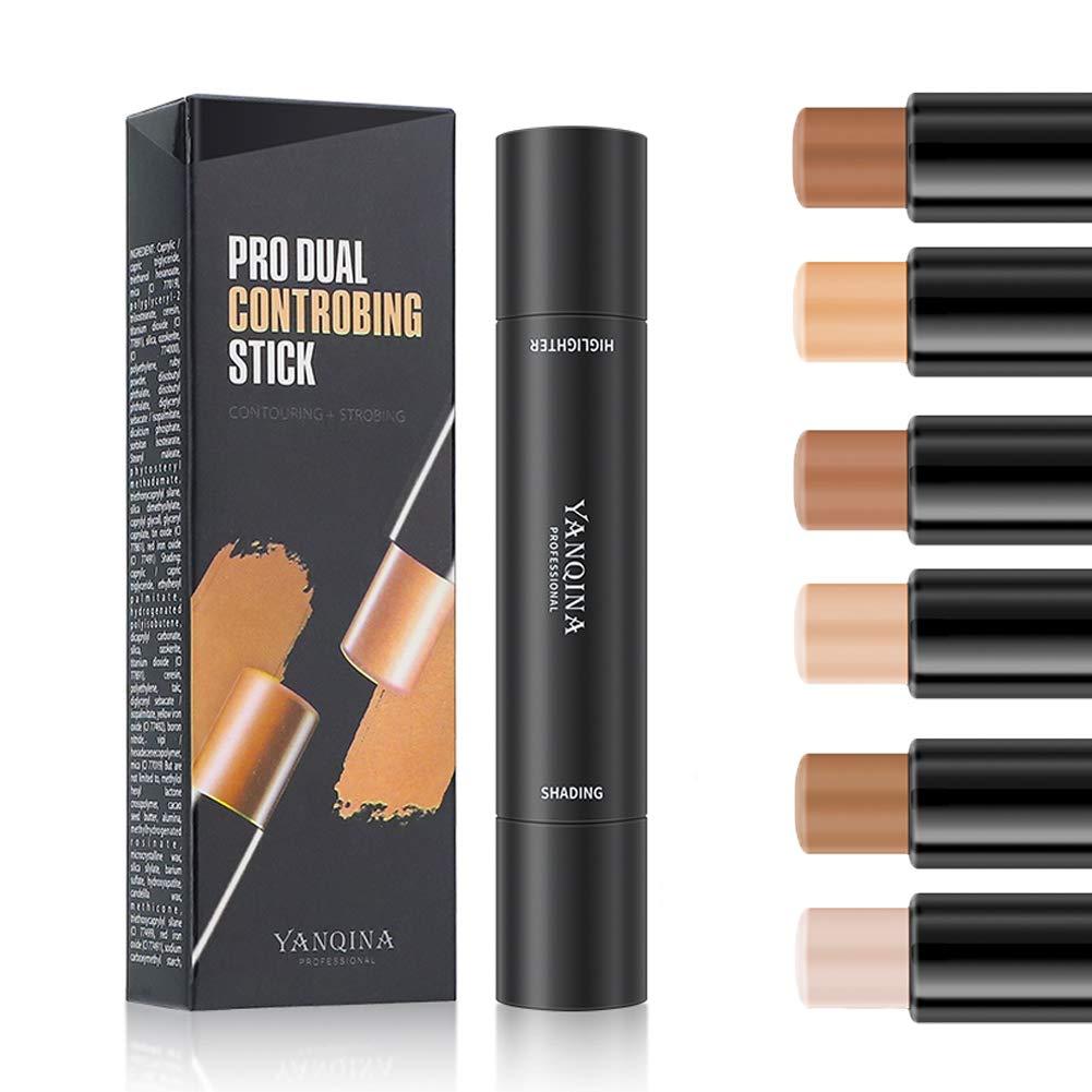 MEICOLY Cream Contour Stick Trio,Bronzer Highlighter Stick,2 in 1 Double Head Facial Repair Concealer Stick,3D Body Make