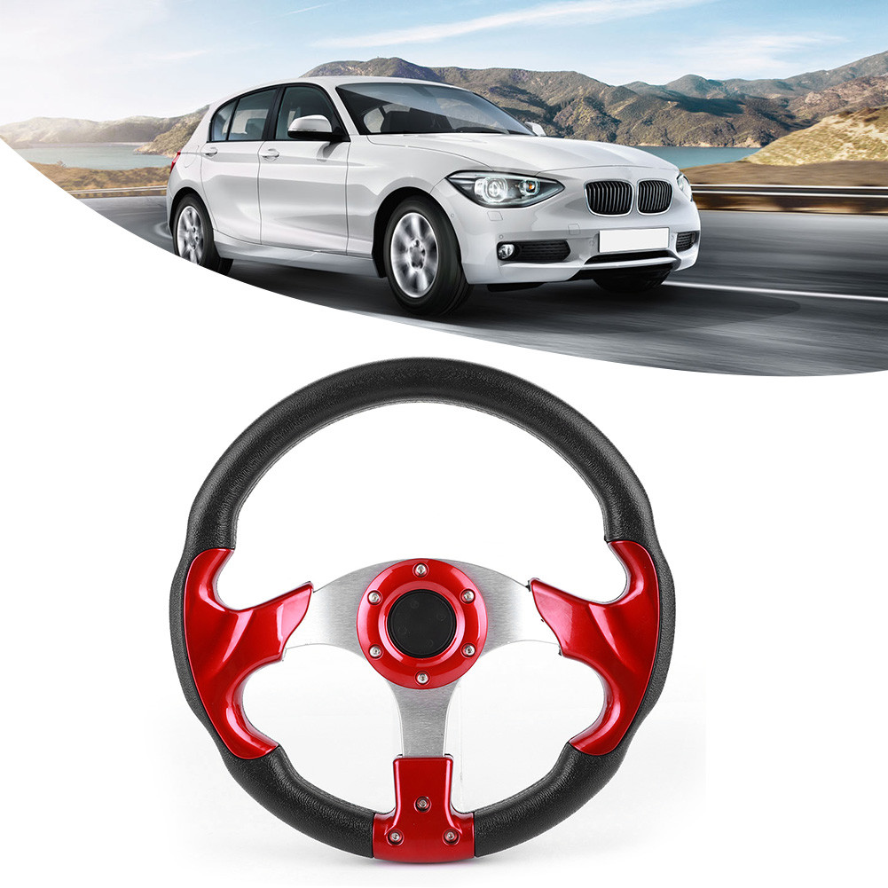 Toolgoing-BR 320mm/12,5in Volante de carro de corrida com botão de buzina PVC cor vermelha peça universal modificada
