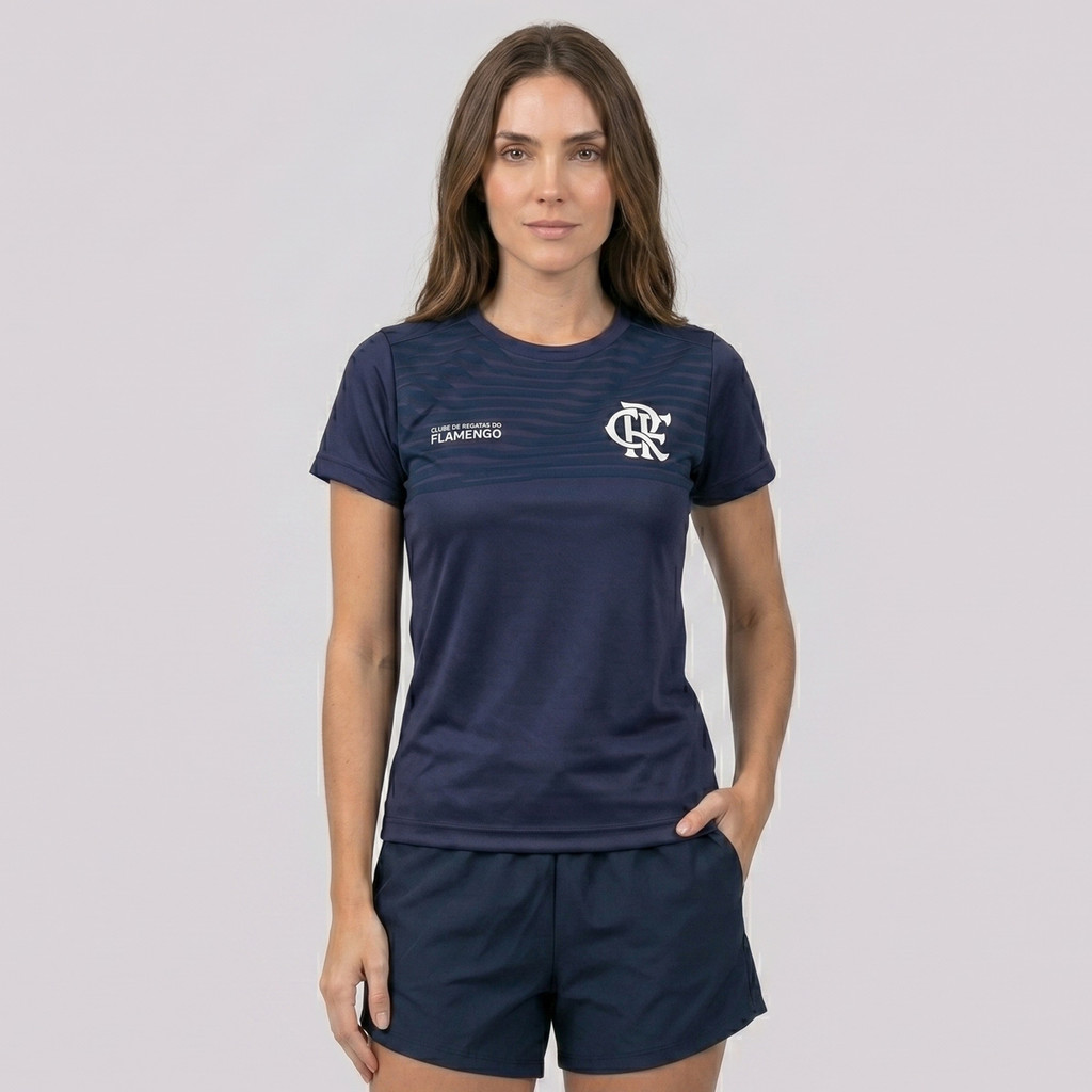 Camisa Flamengo Som Feminina Azul Marinho
