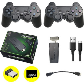 Videogame Stick 10mil 2 Controles Sem Fio Console  Portatil Jogos Retro Antigo
