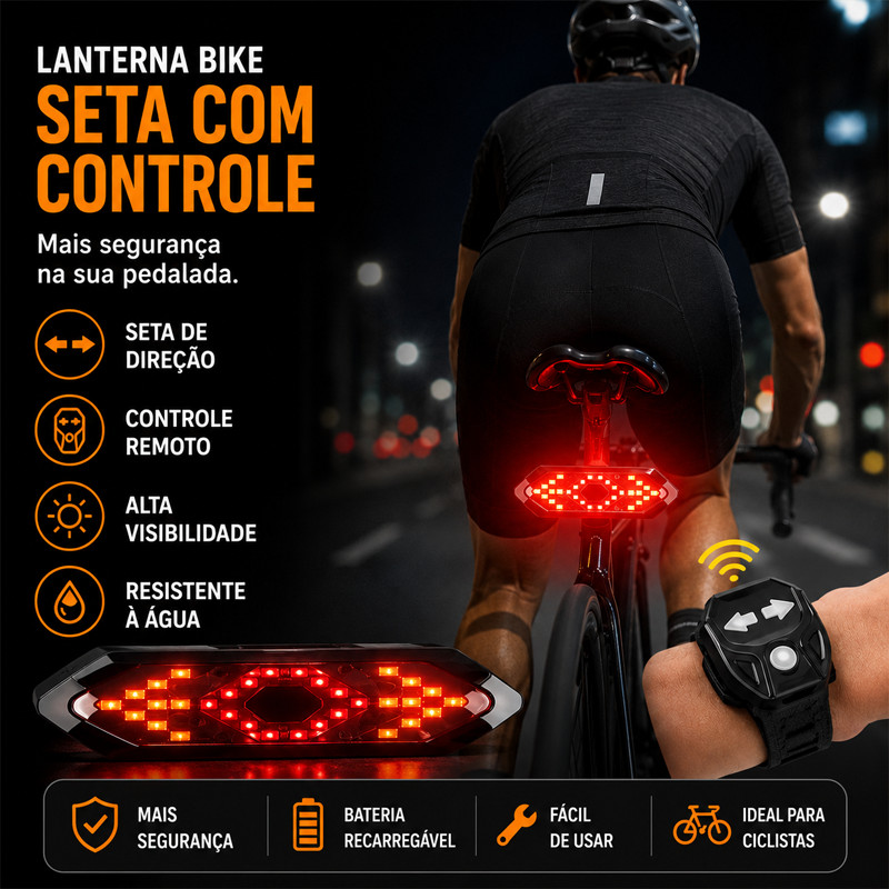 Lanterna Bike Seta Controle Remoto Ciclismo Seta Ciclismo Bicicleta Sinalizador Lanterna C/ Controle