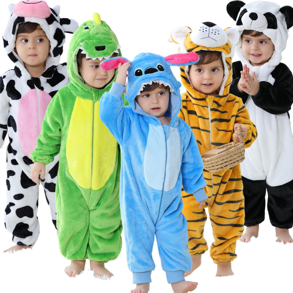 Bebê Kigurumi Ponto Dinossauro Dos Desenhos Animados Macacão Infantil Crianças Animal Roupas Da Criança Bodysuits Cospla