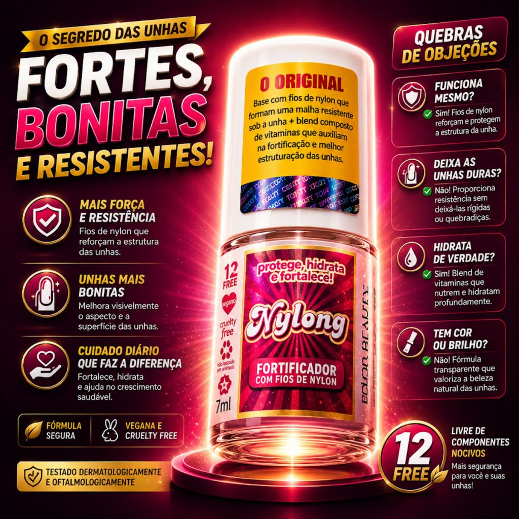 1 Base De Tratamento Fortalecedora e Hidratante Nylong FREE 7ml - Top Beauty
