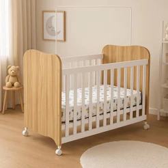 Berço Americano Duda com Colchão Herval Baby Encanto Peroba Móveis