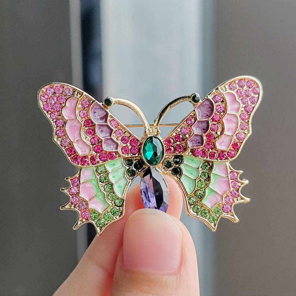 Broche de alfinete de fivela de casaco de cigarra dourada borboleta de inseto esmaltado