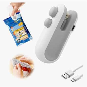 Mini Seladora Portátil Embalagem Plástico Recarregável USB - Selador Térmico Para Sacos, Alimentos e Pacotes Mini Heat S