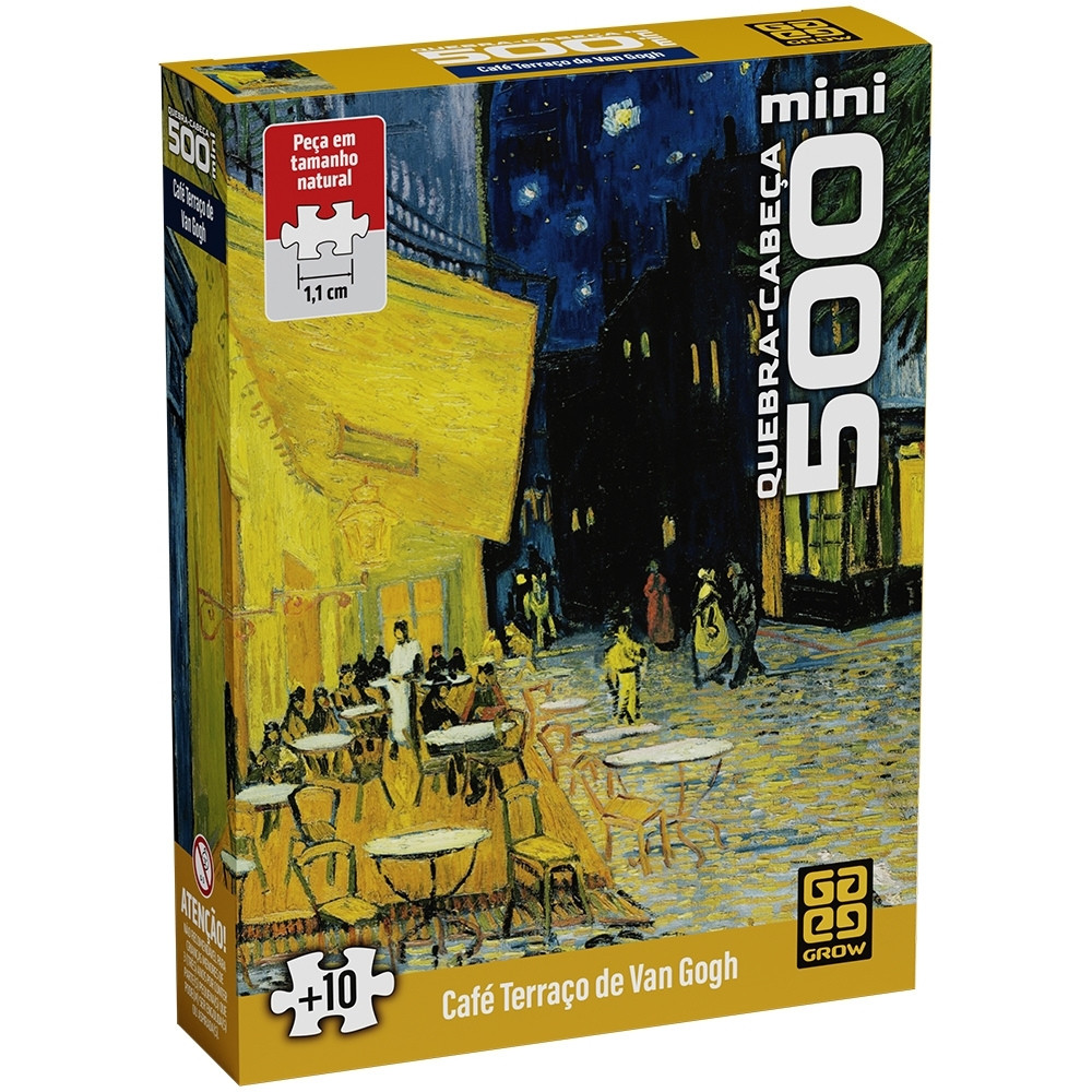 QUEBRA CABEÇA MINI CAFÉ TERRAÇO DE VAN GOGH 500 PEÇAS PEQUENAS GROW PUZZLE ARTE FAMÍLIA CRIANÇA MESA