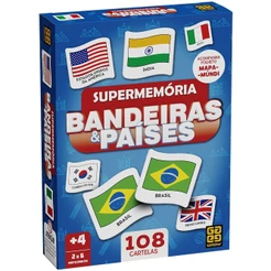 JOGO SUPERMEMÓRIA BANDEIRAS & PAÍSES GROW 108 CARTELAS BRINQUEDOS FAMÍLIA DIVERSÃO MESA CRIANÇAS