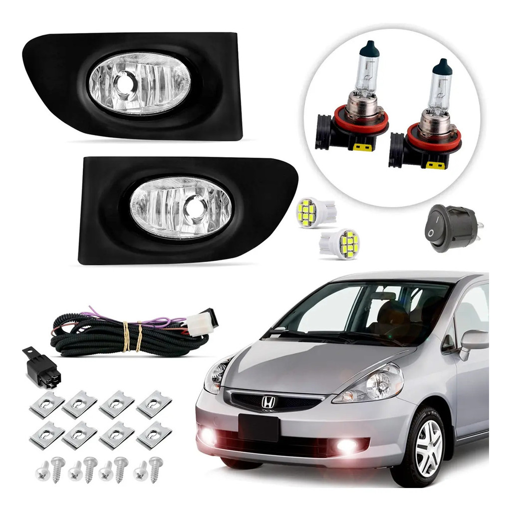 Kit Farol Milha Neblina Honda Fit 2003 2004 2005 06+lampadas