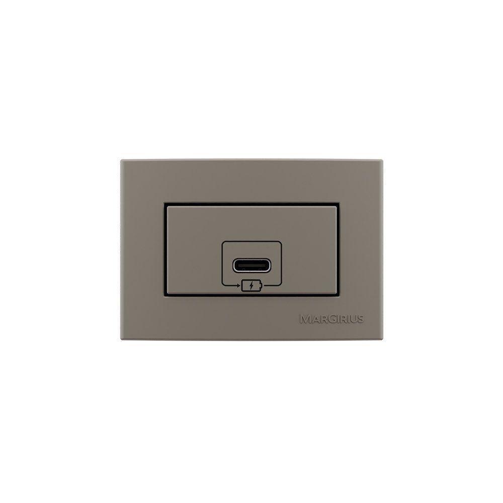 Placa Para Móveis 65x45 E Tomada Carregador Usb-c Margirius Sleek Colors 2a 10w Argila Argila
