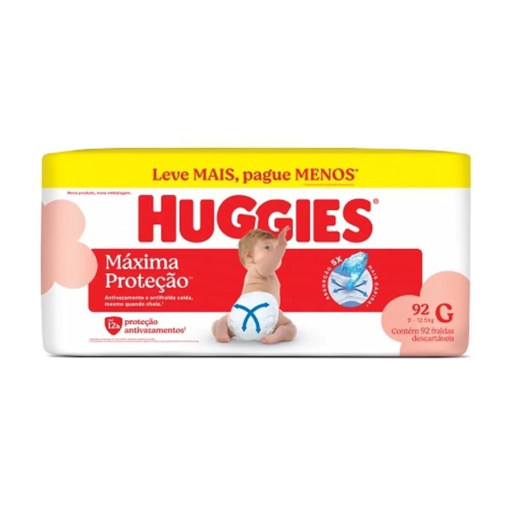 Fralda Descartável Infantil Huggies Máxima Proteção G Pacote 92 Unidades Leve Mais Pague Menos