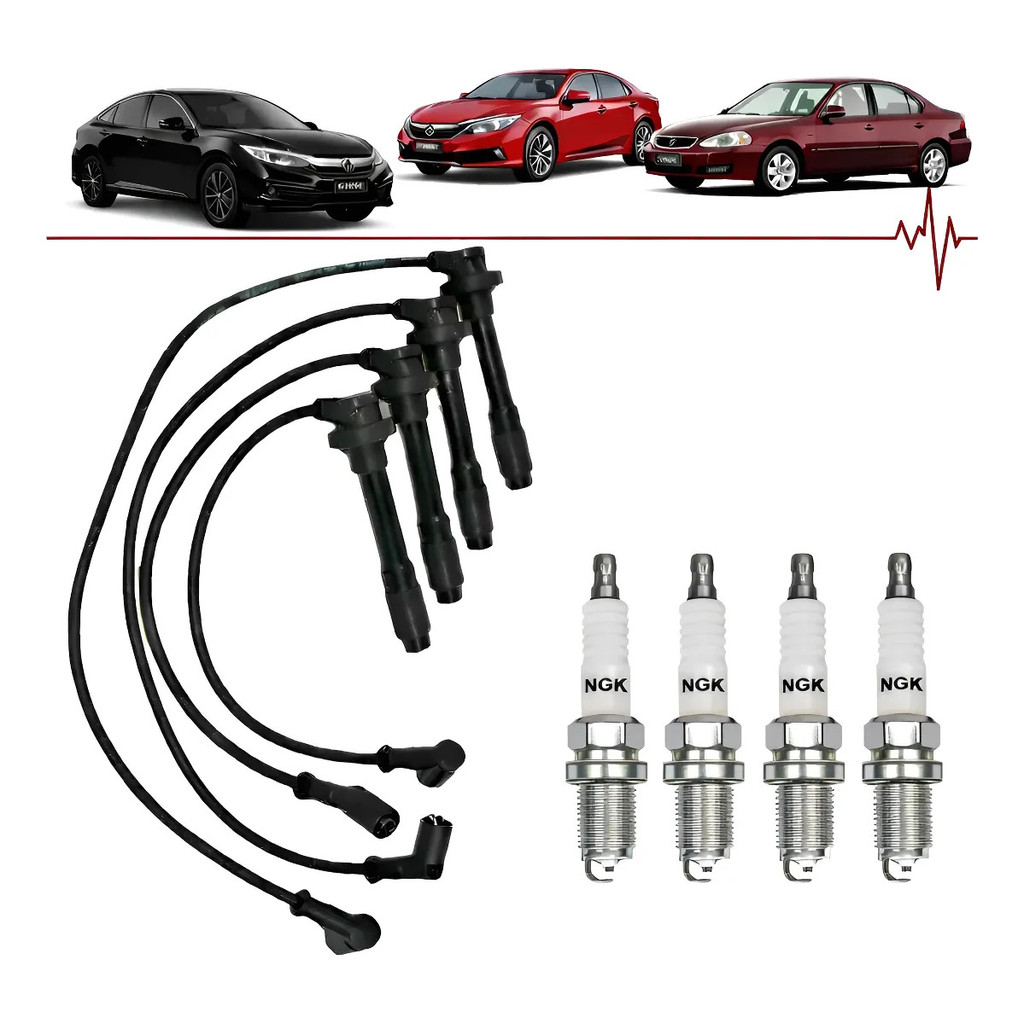 Kit Velas Ngk Cabos Velas Lc  Honda Civic 1.5 1.8 16v Vti