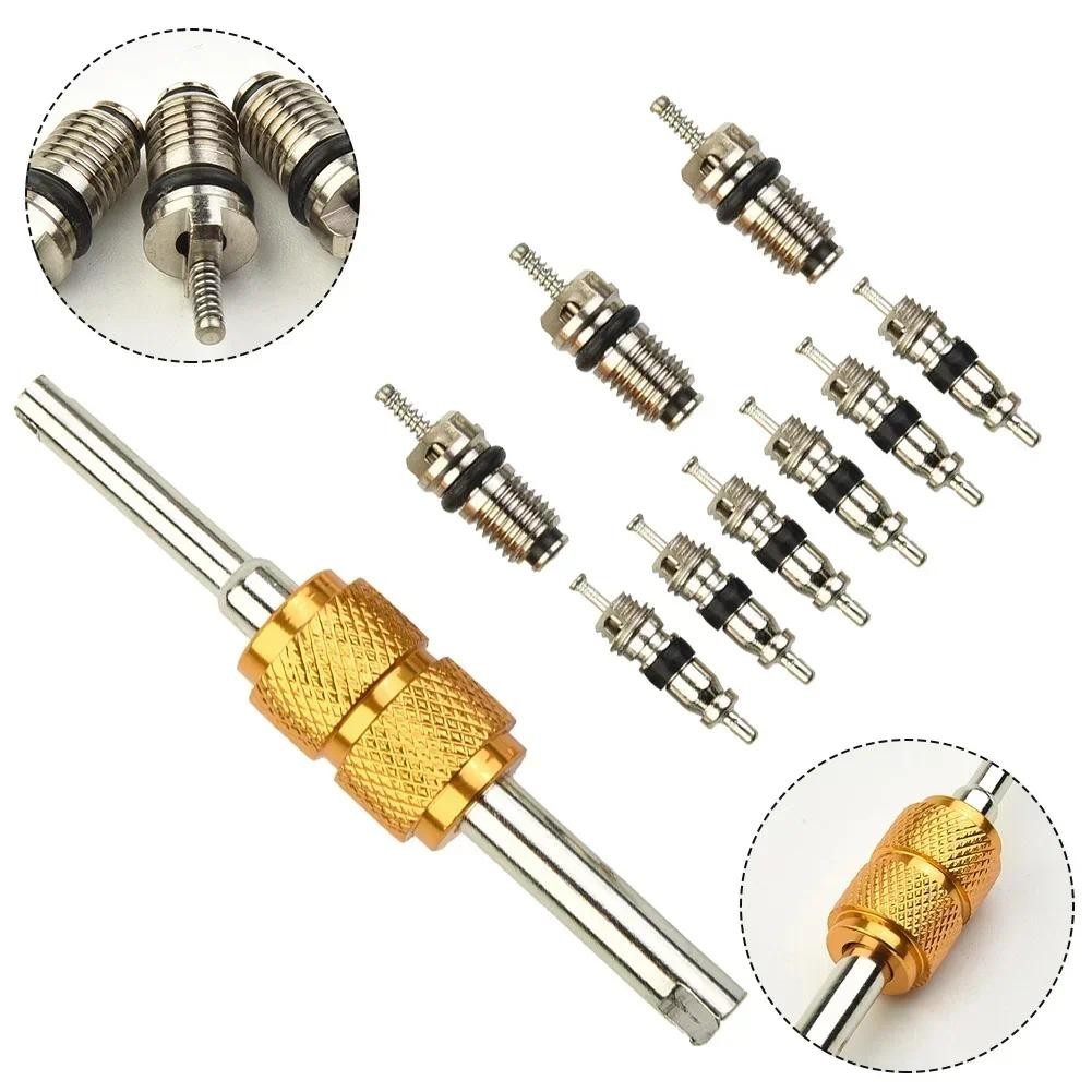 9 Peças Núcleo De Válvula De Ar Condicionado Automotivo R134a + 1 Peça Ferramenta Removedora Decoração De Veículo De Car