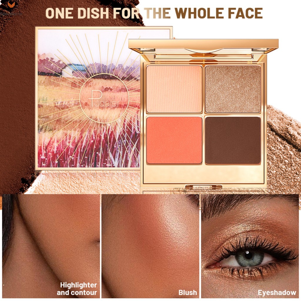 Paleta De Iluminador De Blush De Sombra-Maquiagem Facial De Longa Duração Para Mulheres
