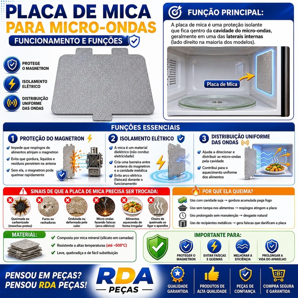 Placa De Mica 10x7 Para Microondas PMO38/ PMO23 / BMO28 / PM26 Peça Mica — imagem 2 de 2