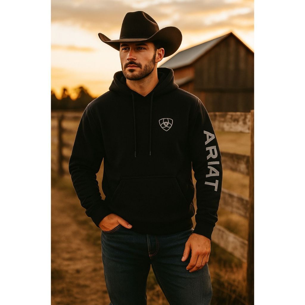Moletom Masculino Canguru Estampado Ariat Blusa De Frio Flanelada Premium Inverno