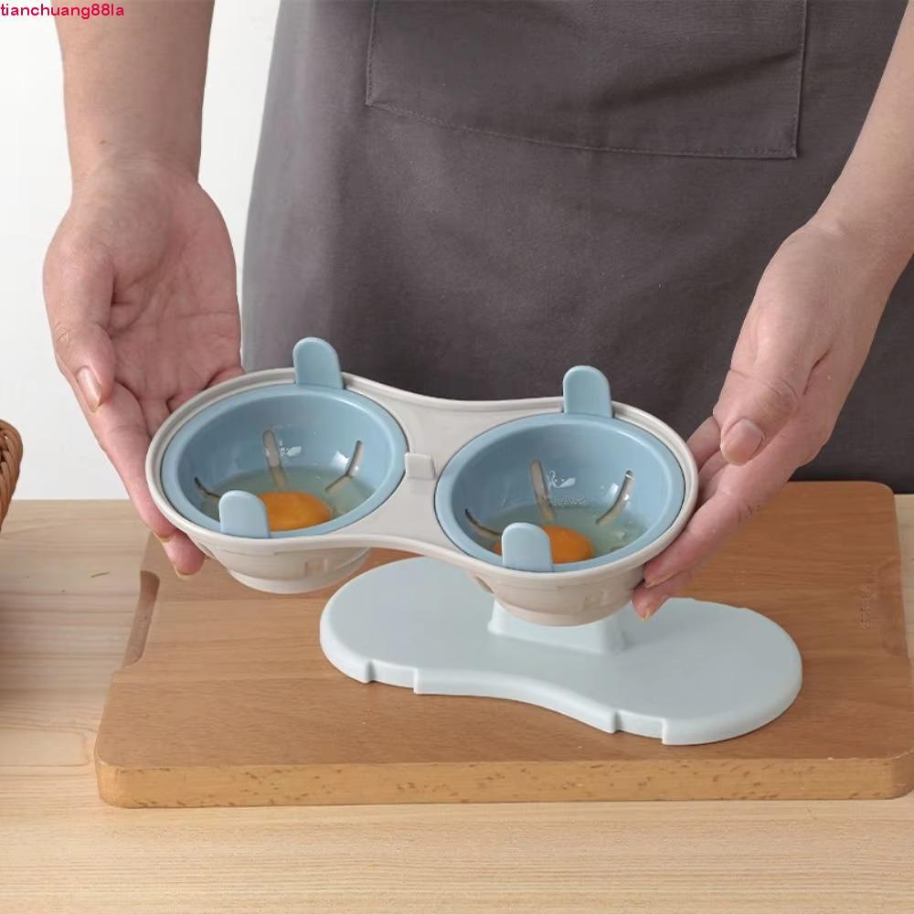 TIANCHUANG Fogão De Ovos De Micro-Ondas De Cozinha De 2 Peças , 1/2 Cavidade Com Cesta De Filtro Caçador , Plástico