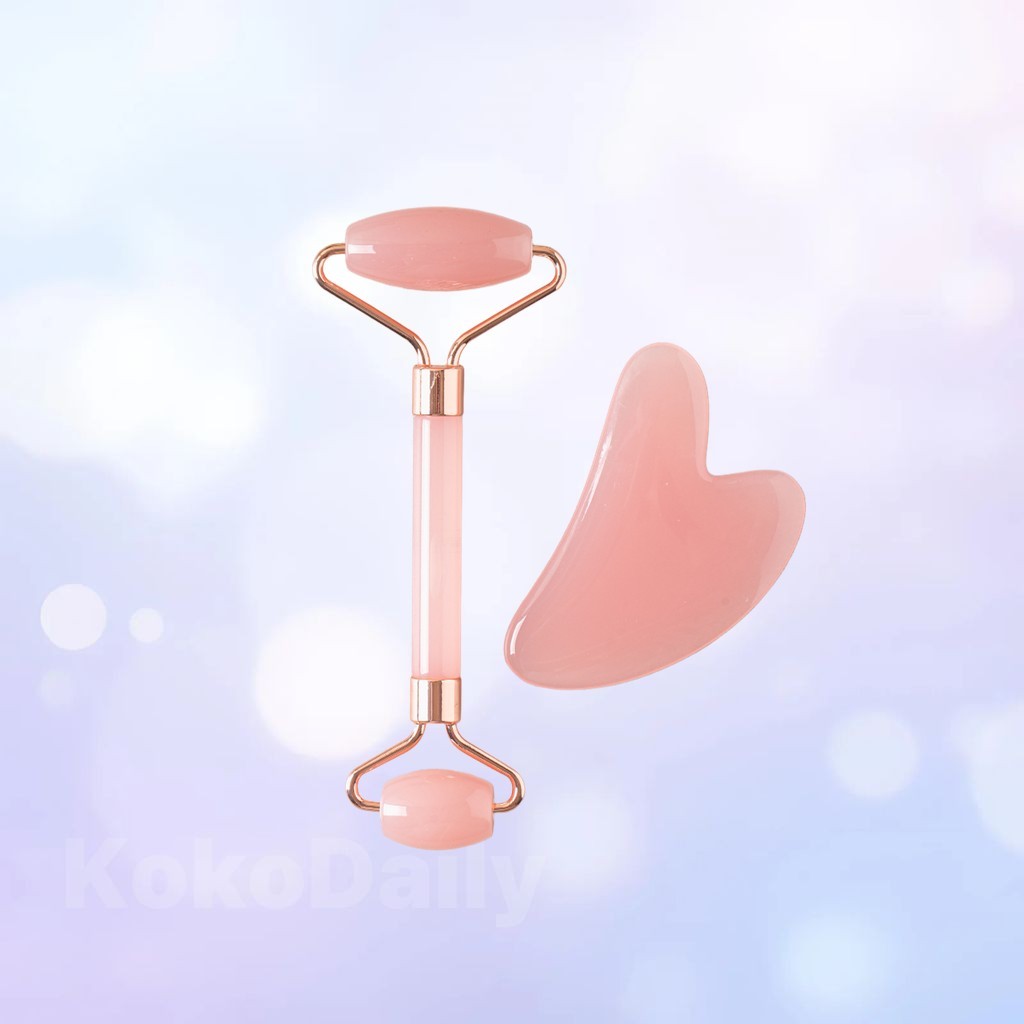 [daiso] Conjunto De Massagem Roller & Gua Sha , Rosa , 1 Unidade/Coreano/Ferramenta Facial