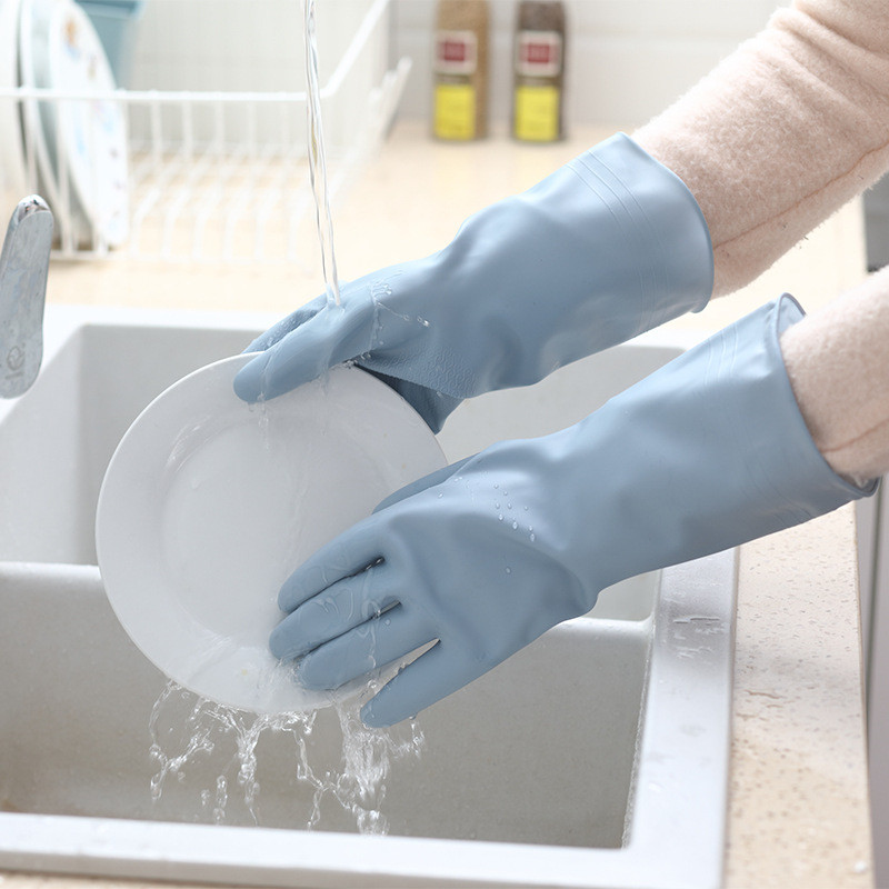 [Estoque pronto] Luvas de lavar louça à prova d'água látex de borracha fina cozinha durável lavar louça roupas de borrac