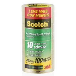 Fita para embalagem transparente 45mmX100m com 4 rolos 5802 3M