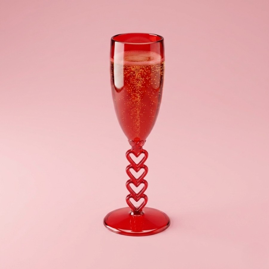 Taça Champanhe em Acrílico - Paixão - Vermelho Cristal - 20cm - 50ml - 1 unidade - Rizzo