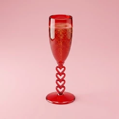 Taça Champanhe em Acrílico - Paixão - Vermelho Cristal - 20cm - 50ml - 1 unidade - Rizzo
