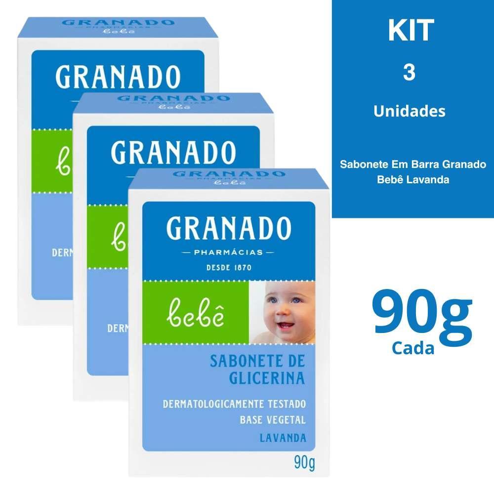 Kit 3 Sabonetes Em Barra Granado Bebê Lavanda 90g Cada