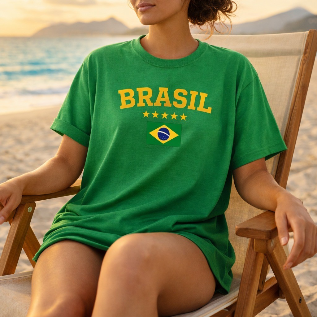 Camisa do Brasil Feminina Masculina Seleção Brasileira Algodão Premium Copa do Mundo Hexa Estampa