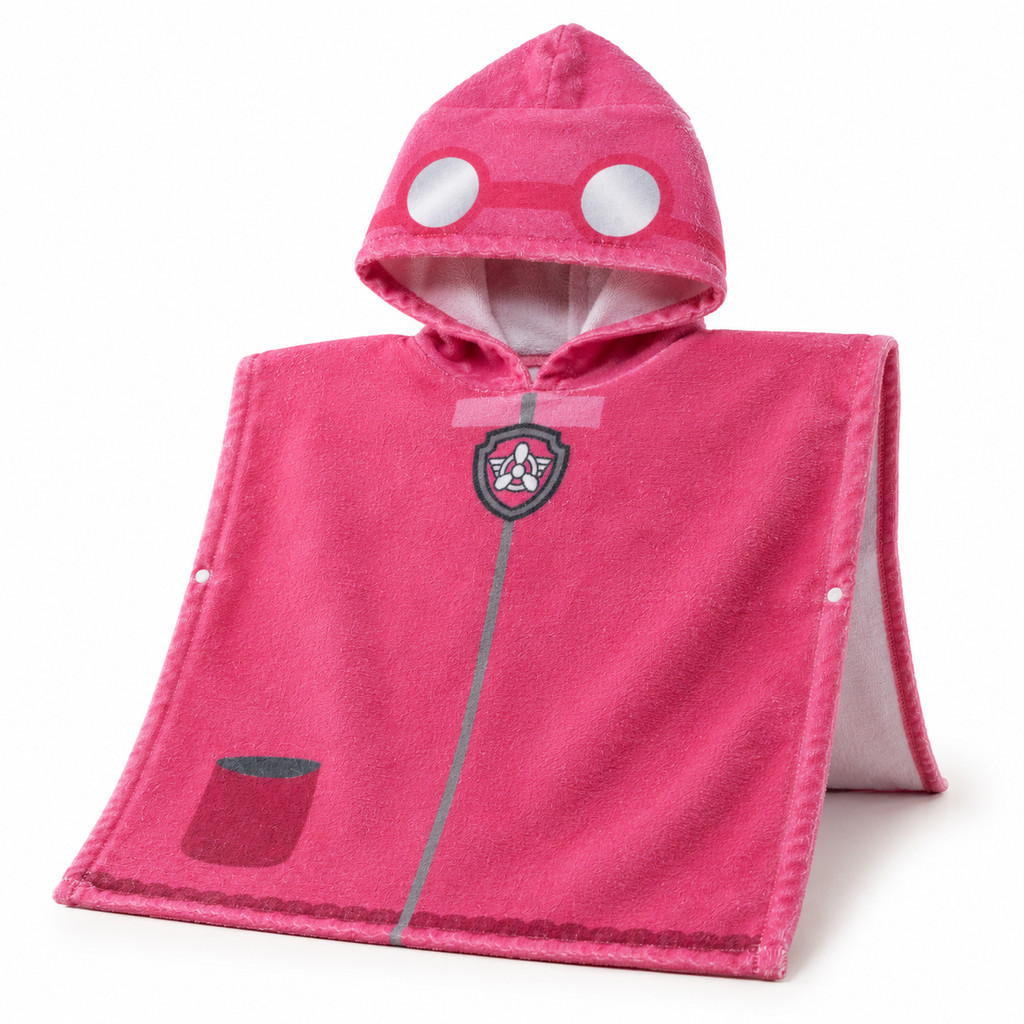 Toalha Poncho Infantil Skye Patrulha Canina Com Capuz 100% Algodão Praia Piscina Banho 60x120