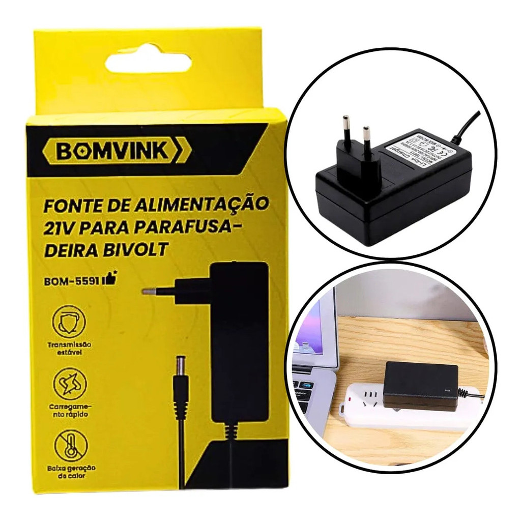 Carregador para Parafusadeira 21V Bivolt – Alta Eficiência e Segurança