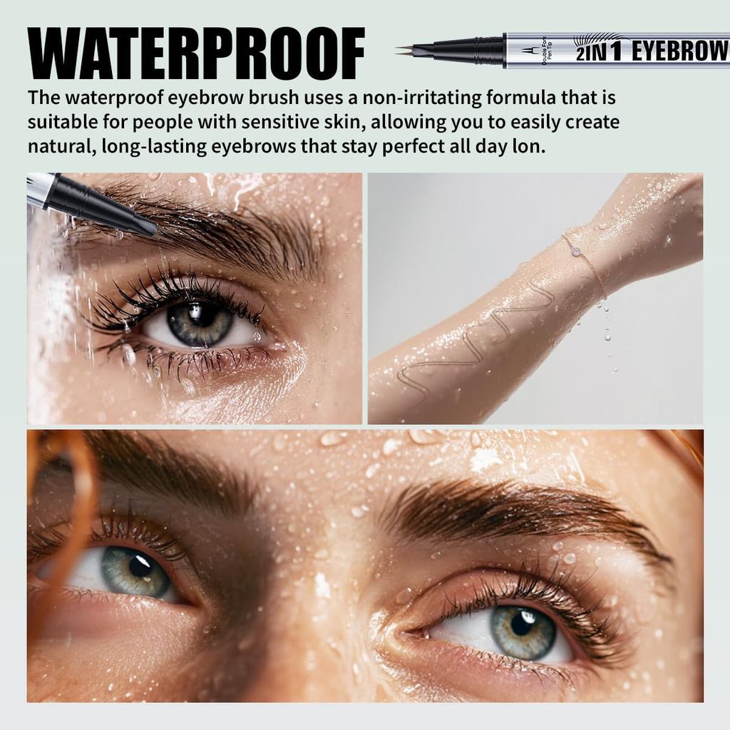 Lápis De Sobrancelha Para Mulheres Marrom , De Ponta Dupla 2 Em 1 Com De 2 Garfos E Pincel Precisa , Caneta Microblading