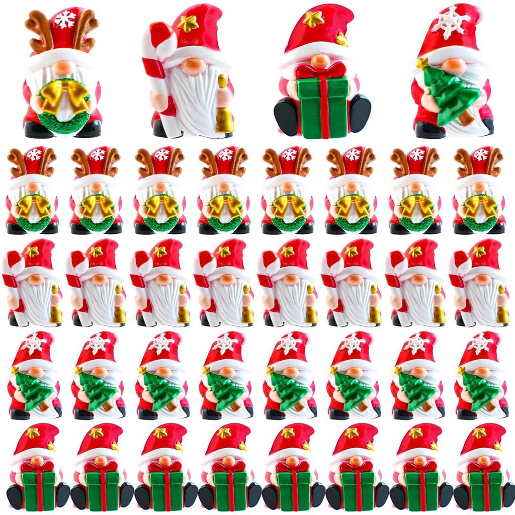 Exasinine 40 Peças Mini Figuras de Natal, 4 Estilos de Mini Gnomos de Resina, Figuras de Gnomos em Miniatura para Decora
